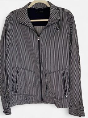 Theory Men's Blue & White Pinstripe Zip Jacket